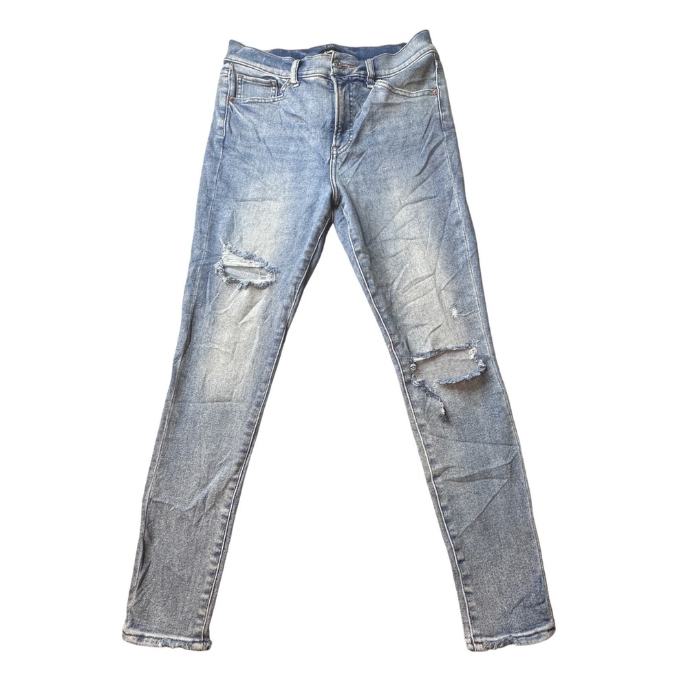 Express Jeans Womens 8R Blue Skinny High Rise Distressed Ripped Denim‎ Stretch